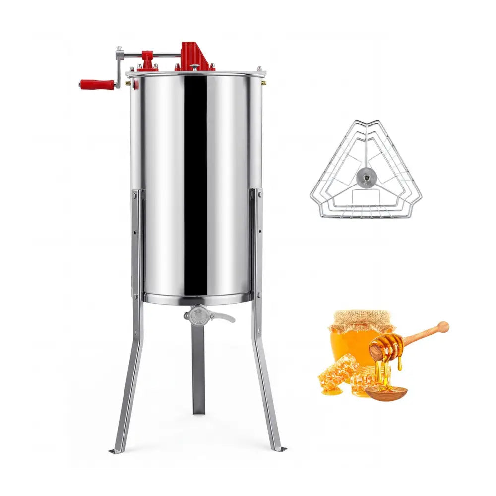 3 Frame Manual Honey Extractor with Bottom Gravity Flow Gate and Clear Lid for Home Apiary - Small Appliances
