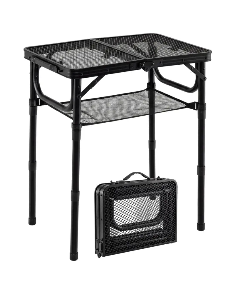 3-Height Folding Picnic Table with Large Storage Net and Handle-Black - Black - Camping Furniture