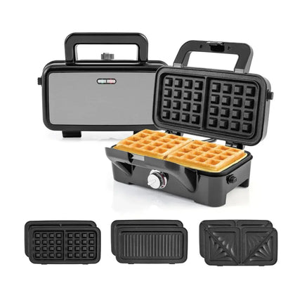 3-in-1 1082W Sandwich Maker with Removable Non-Stick Plates-Black Costway