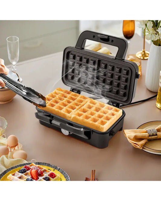 3-in-1 1082W Sandwich Maker with Removable Non-Stick Plates-Black - Black - Small Appliances