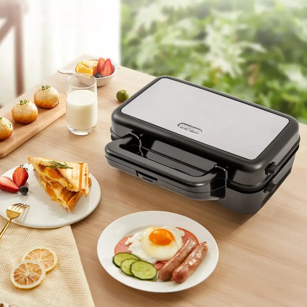 3-in-1 1082W Sandwich Maker with Removable Non-Stick Plates-Black Costway
