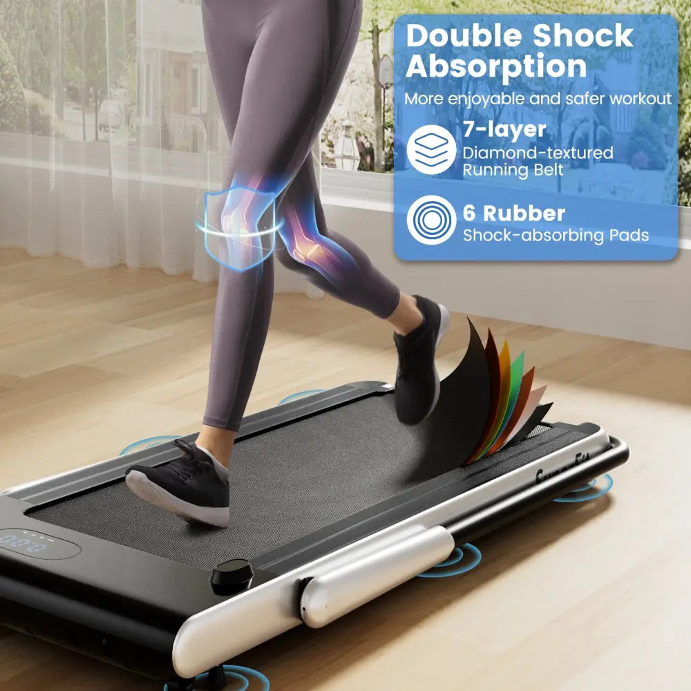 3-in-1 3HP Folding Treadmill with Smart Apps Remote Control and Speakers-Silver - Silver - Treadmills