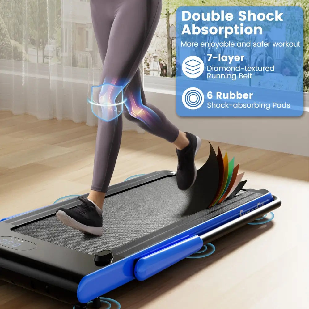3-in-1 3HP Folding Treadmill with Smart Apps Remote Control and Speakers-Navy - Navy - Treadmills