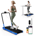 3-in-1 3HP Folding Treadmill with Smart Apps Remote Control and Speakers-Navy - Navy - Treadmills