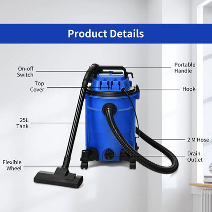 3 in 1 6.6 Gallon 4.8 Peak HP Wet Dry Vacuum Cleaner with Blower - Blue - Oasis Home Essentials