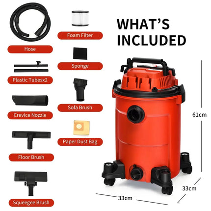 3 in 1 6.6 Gallon 4.8 Peak HP Wet Dry Vacuum Cleaner with Blower - Red - Oasis Home Essentials