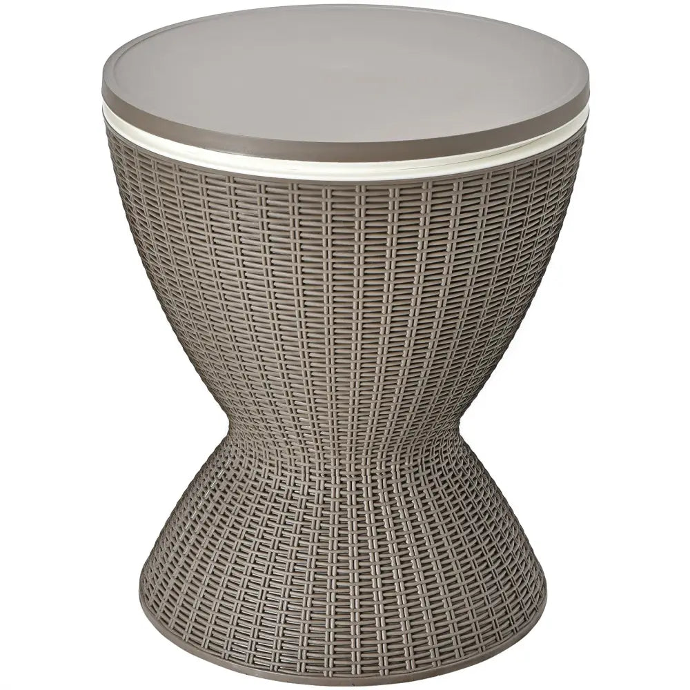 3 in 1 8 Gallon Patio Rattan Cooler Bar Table with Adjust Ice Bucket-Brown - Brown - Patio Bar Furniture