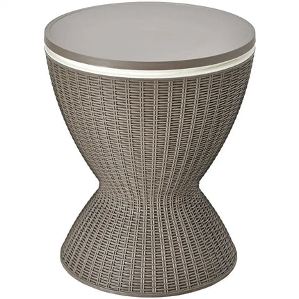 3 in 1 8 Gallon Patio Rattan Cooler Bar Table with Adjust Ice Bucket-Brown - Brown - Patio Bar Furniture