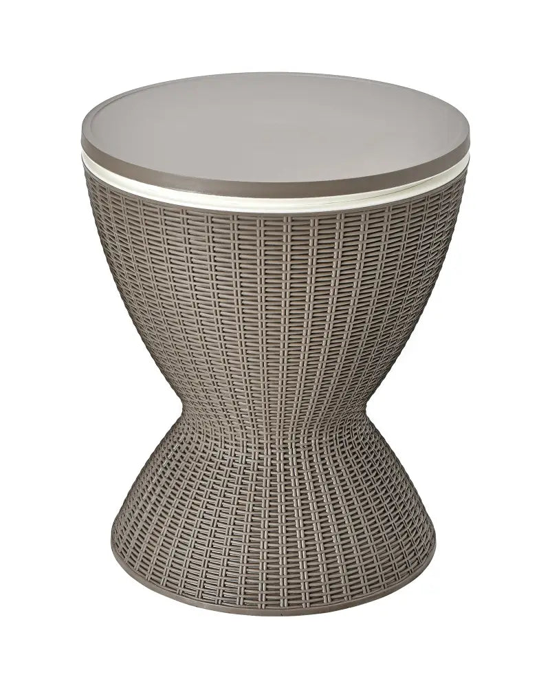 3 in 1 8 Gallon Patio Rattan Cooler Bar Table with Adjust Ice Bucket-Brown - Brown - Patio Coffee Tables