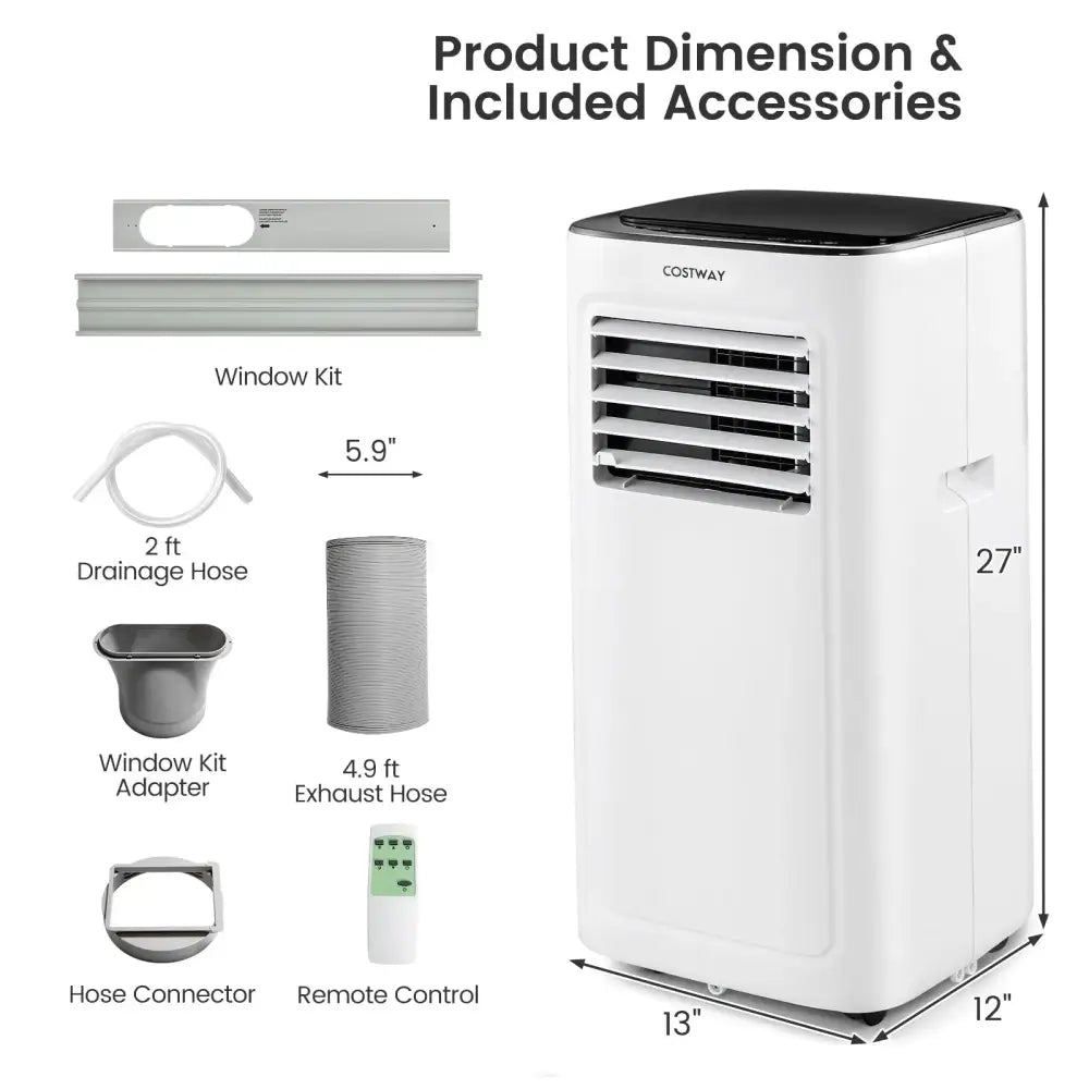 3-in-1 9000 BTU Air Conditioner with Dehumidifier and 24H Timer-White Costway