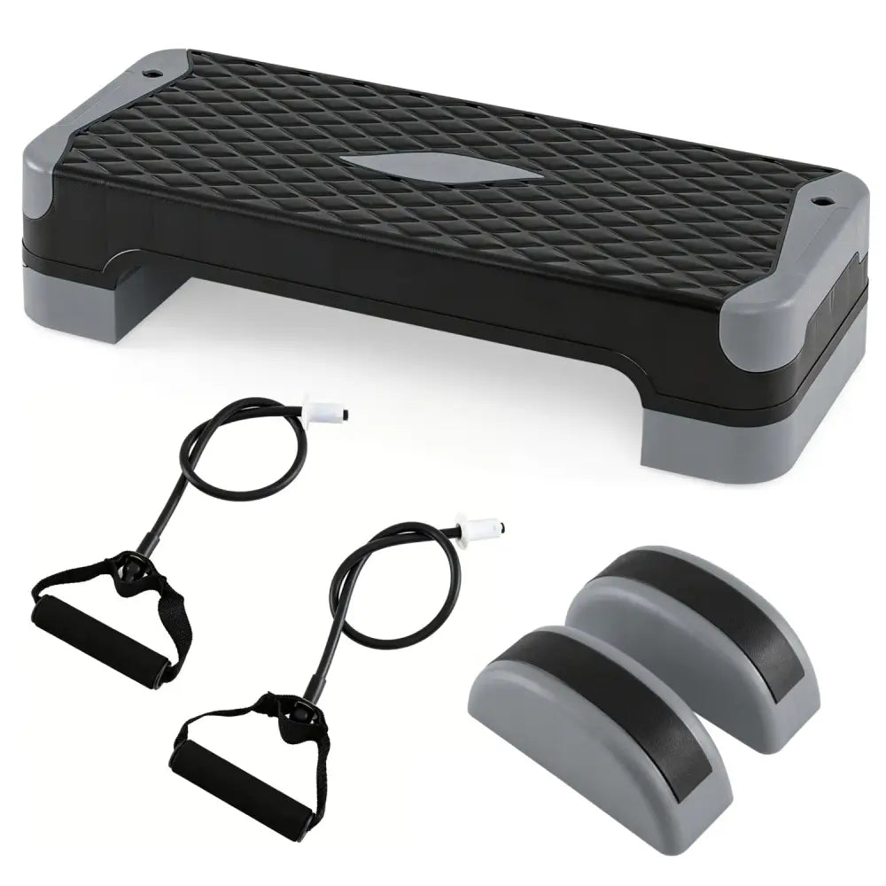 3-in-1 Aerobic Step Platform Set with 2 Stackable Risers and Balance Trainers for Home-Gray - Gray - Sport Equipments