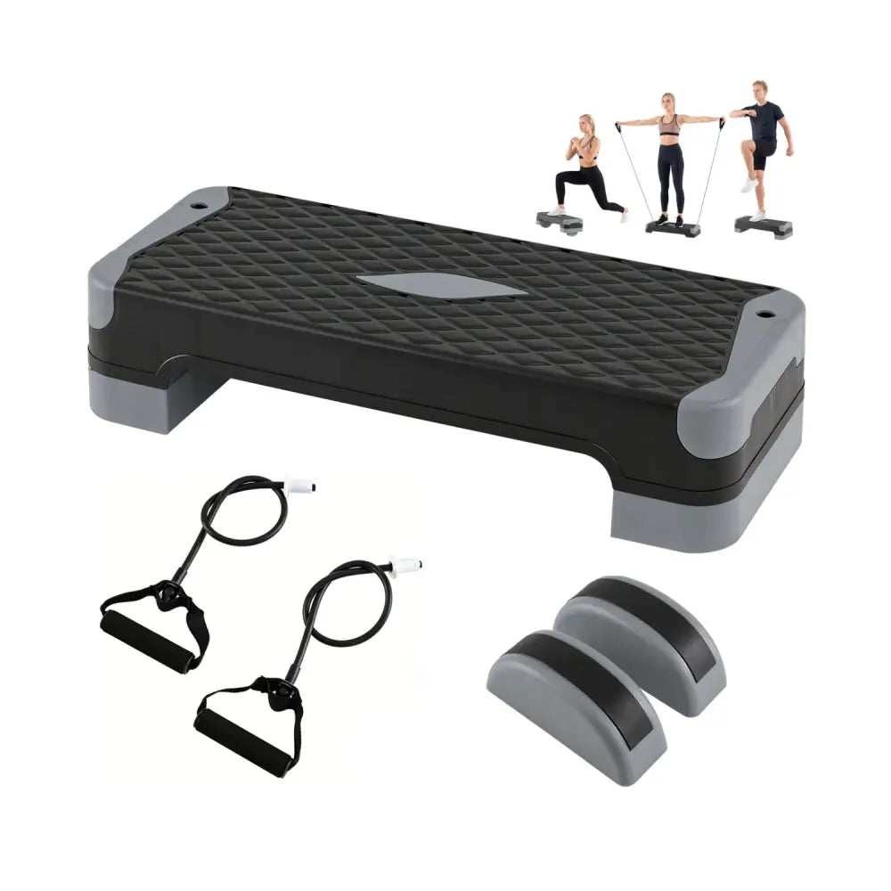 3-in-1 Aerobic Step Platform Set with 2 Stackable Risers and Balance Trainers for Home-Gray - Gray - Sport Equipments