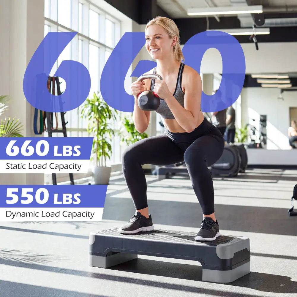 3-in-1 Aerobic Step Platform Set with 2 Stackable Risers and Balance Trainers for Home-Gray - Gray - Sport Equipments