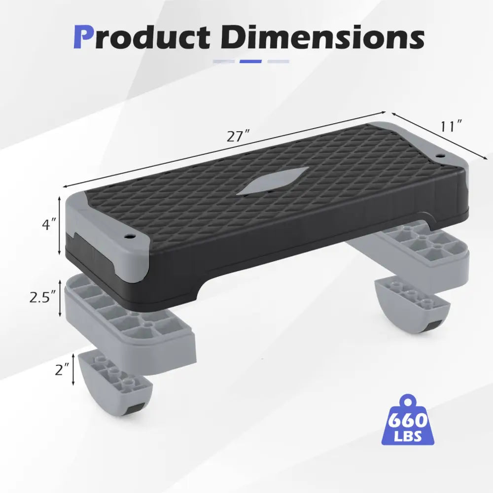 3-in-1 Aerobic Step Platform Set with 2 Stackable Risers and Balance Trainers for Home-Gray - Gray - Sport Equipments