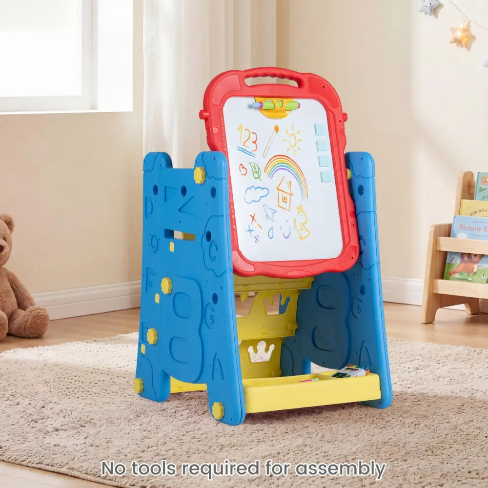3 in 1 Art Easel for Kids with Double Sided Magnetic Board-Blue - Blue - Art Easels