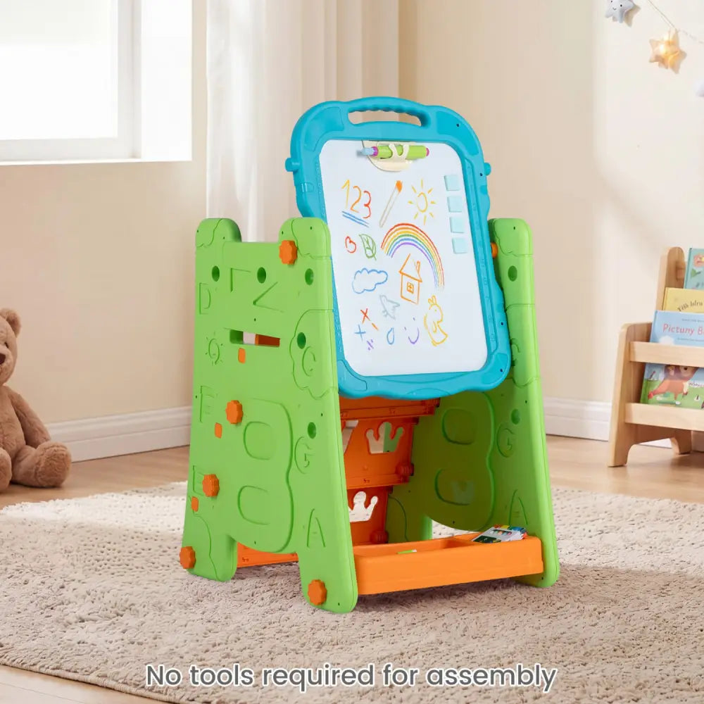 3 in 1 Art Easel for Kids with Double Sided Magnetic Board-Green - Green - Art Easels