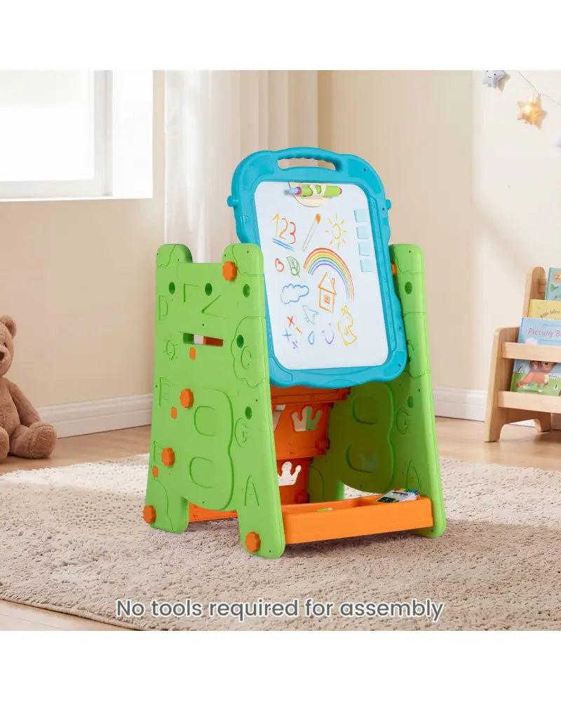 3 in 1 Art Easel for Kids with Double Sided Magnetic Board-Green - Green - Art Easels