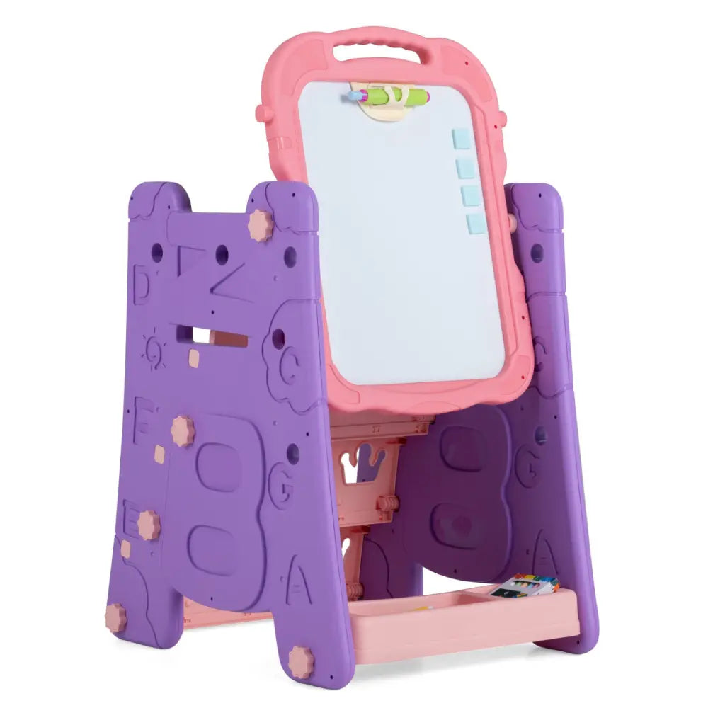 3 in 1 Art Easel for Kids with Double Sided Magnetic Board-Pink - Pink - Art Easels