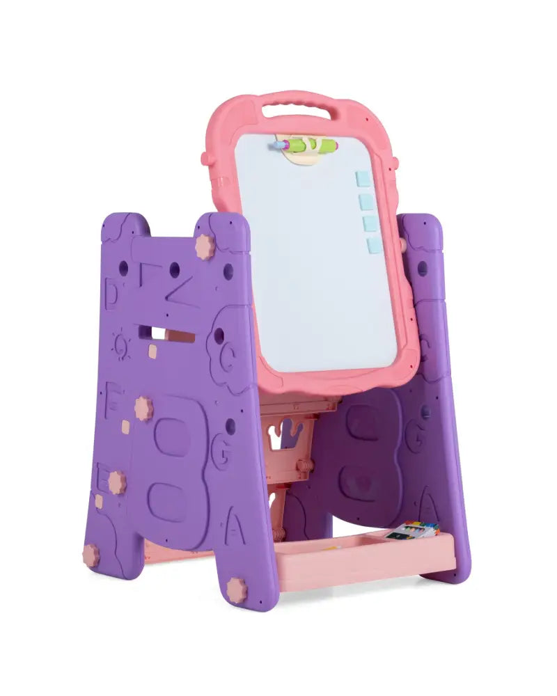 3 in 1 Art Easel for Kids with Double Sided Magnetic Board-Pink - Pink - Art Easels