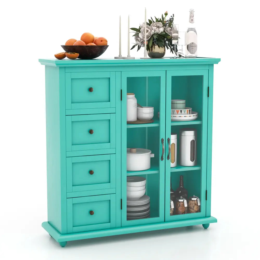 3-in-1 Bath & Storage Combo: Tall Cabinet Shower Bench & Buffet Sideboard - Floor Cabinets