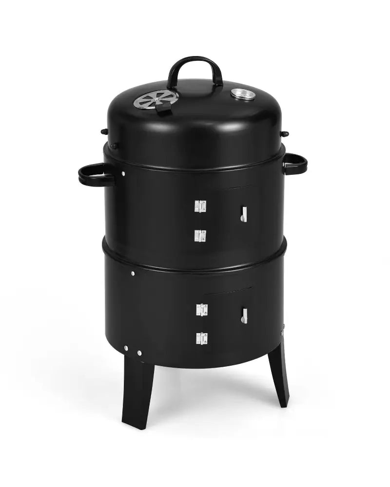 3-in-1 Charcoal BBQ Grill Cambo with Built-in Thermometer - Black - Outdoor Grills
