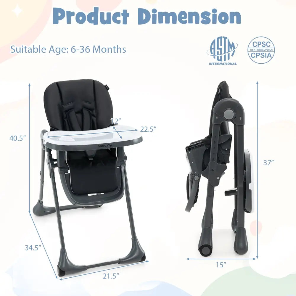 3-In-1 Convertible Baby High Chair for Toddlers-Black - Black - High Chairs