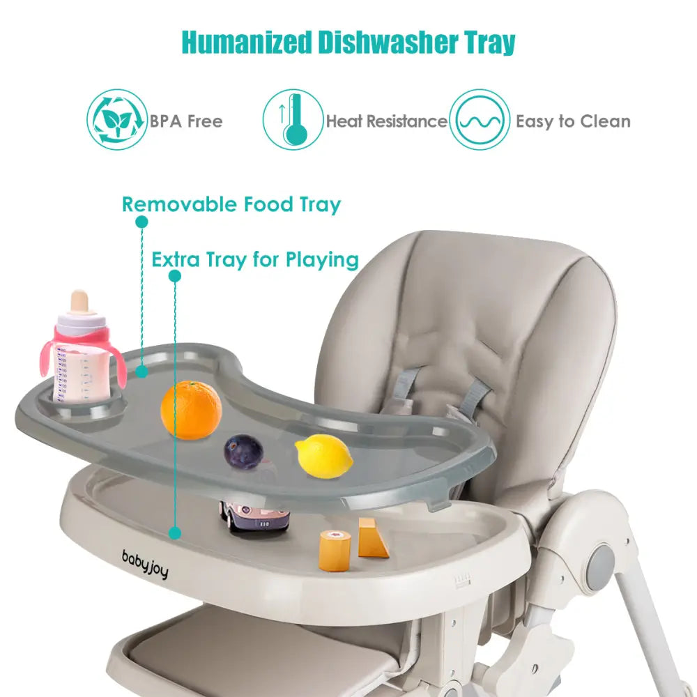 3-In-1 Convertible Baby High Chair for Toddlers-Gray - Gray - High Chairs