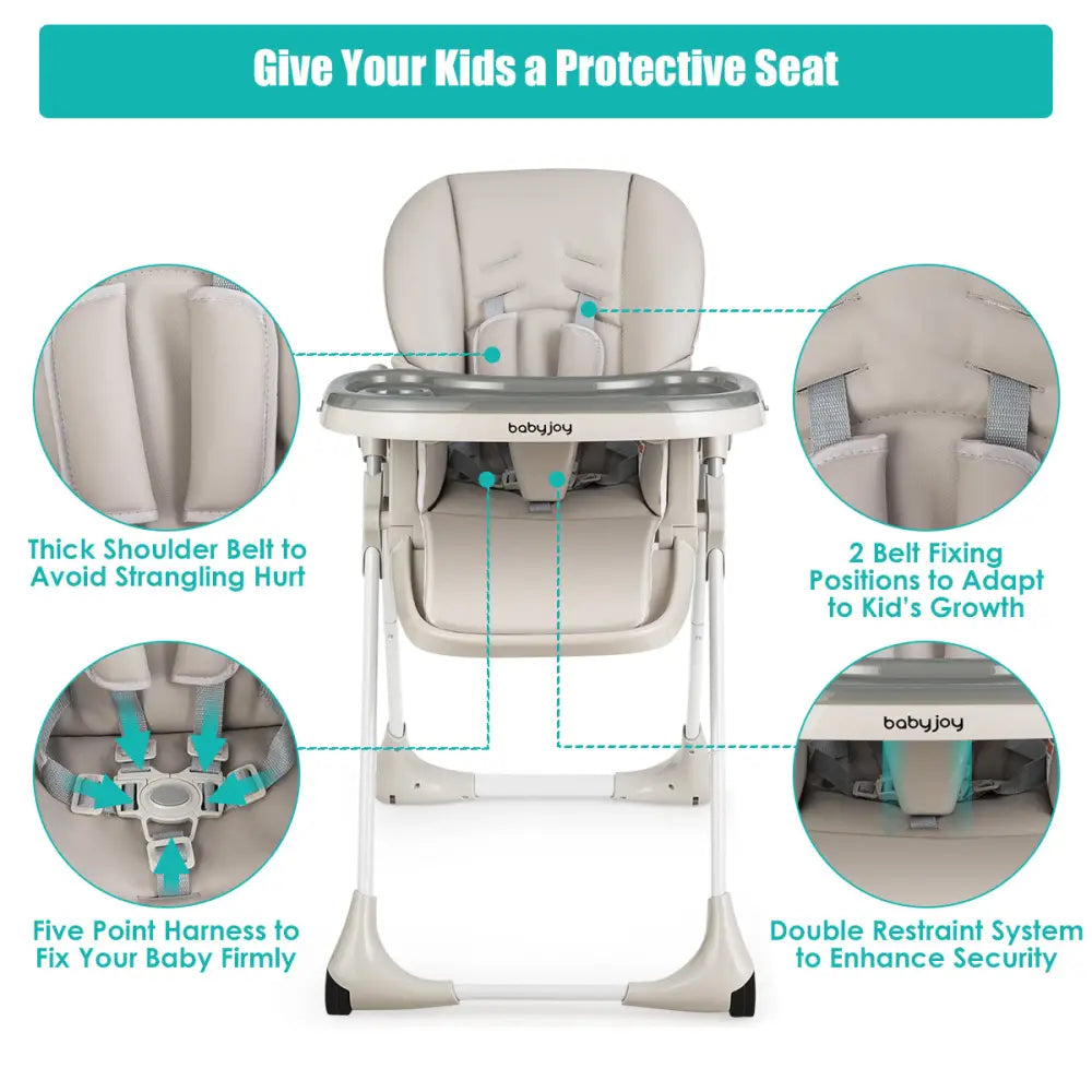 3-In-1 Convertible Baby High Chair for Toddlers-Gray - Gray - High Chairs