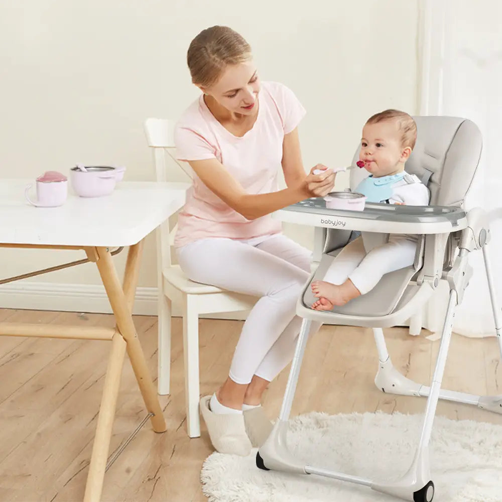 3-In-1 Convertible Baby High Chair for Toddlers-Gray - Gray - High Chairs