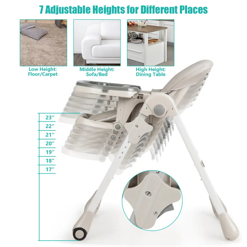 3-In-1 Convertible Baby High Chair for Toddlers-Gray - Gray - High Chairs