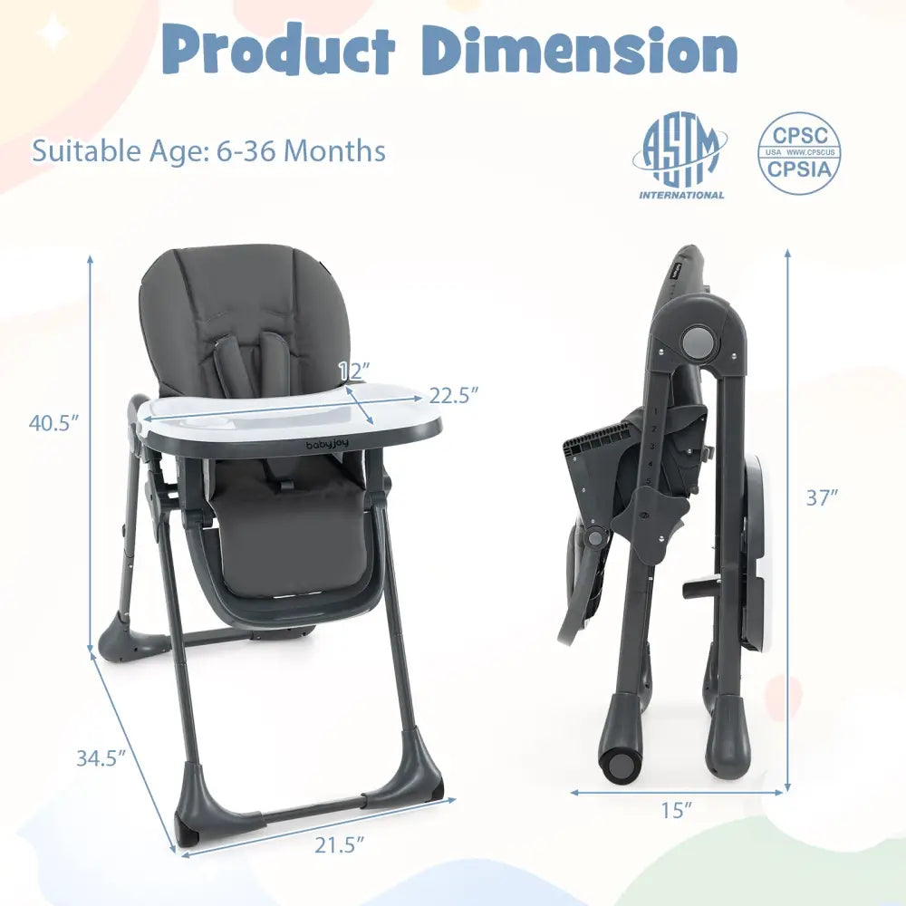 3-In-1 Convertible Baby High Chair with 7 Heights and Double Food Tray-Dark Gray - Dark Gray - High Chairs