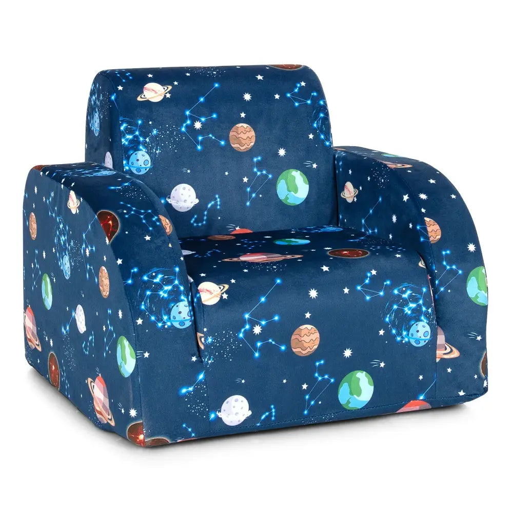 3-in-1 Convertible Kid Sofa Bed Flip-Out Chair Lounger for Toddler-Blue - Blue - Kids Chairs & Seating