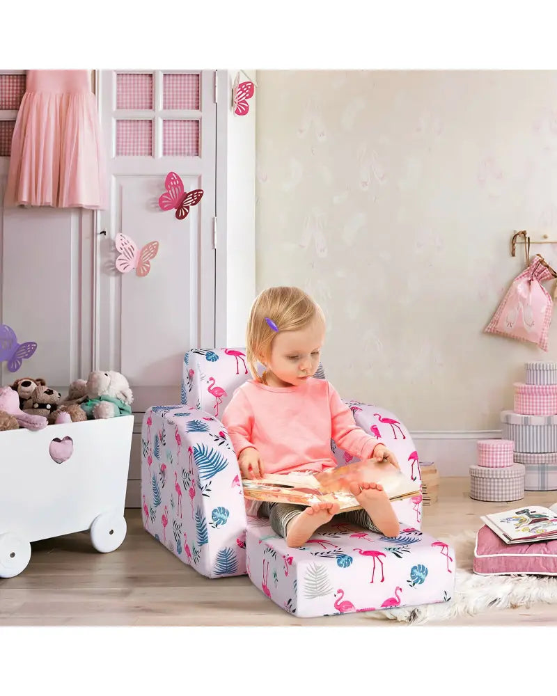 3-in-1 Convertible Kid Sofa Bed Flip-Out Chair Lounger for Toddler-Pink - Pink - Kids Chairs & Seating