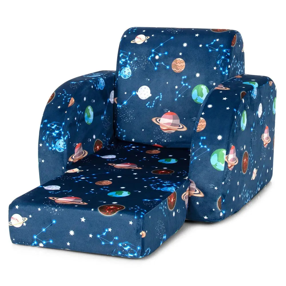 3-in-1 Convertible Kid Sofa Bed Flip-Out Chair Lounger for Toddler-Blue - Blue - Kids Chairs & Seating