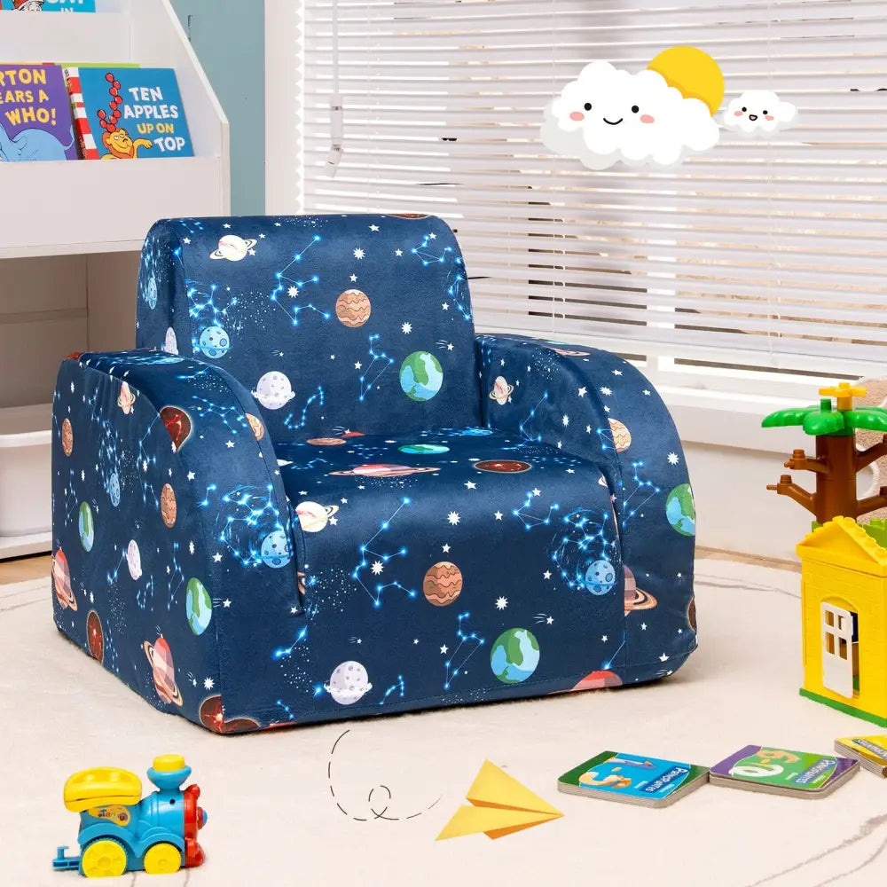 3-in-1 Convertible Kid Sofa Bed Flip-Out Chair Lounger for Toddler-Blue - Blue - Kids Chairs & Seating