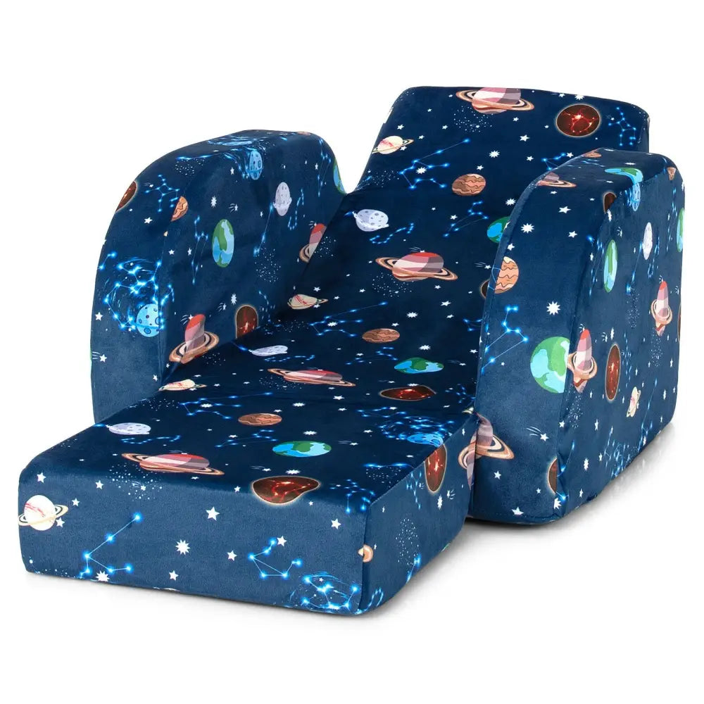3-in-1 Convertible Kid Sofa Bed Flip-Out Chair Lounger for Toddler-Blue - Blue - Kids Chairs & Seating