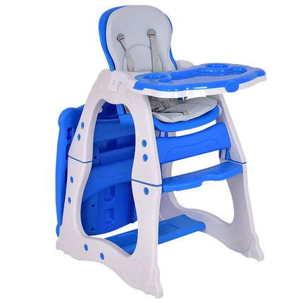 3 in 1 Convertible Play Table Seat Baby High Chair-Blue - Blue - High Chairs