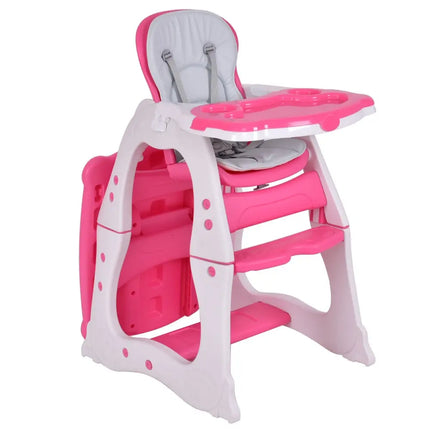 3 in 1 Convertible Play Table Seat Baby High Chair-Pink - Pink - High Chairs