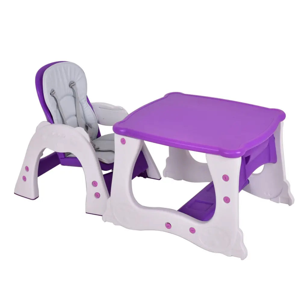 3 in 1 Convertible Play Table Seat Baby High Chair-Purple - Purple - High Chairs