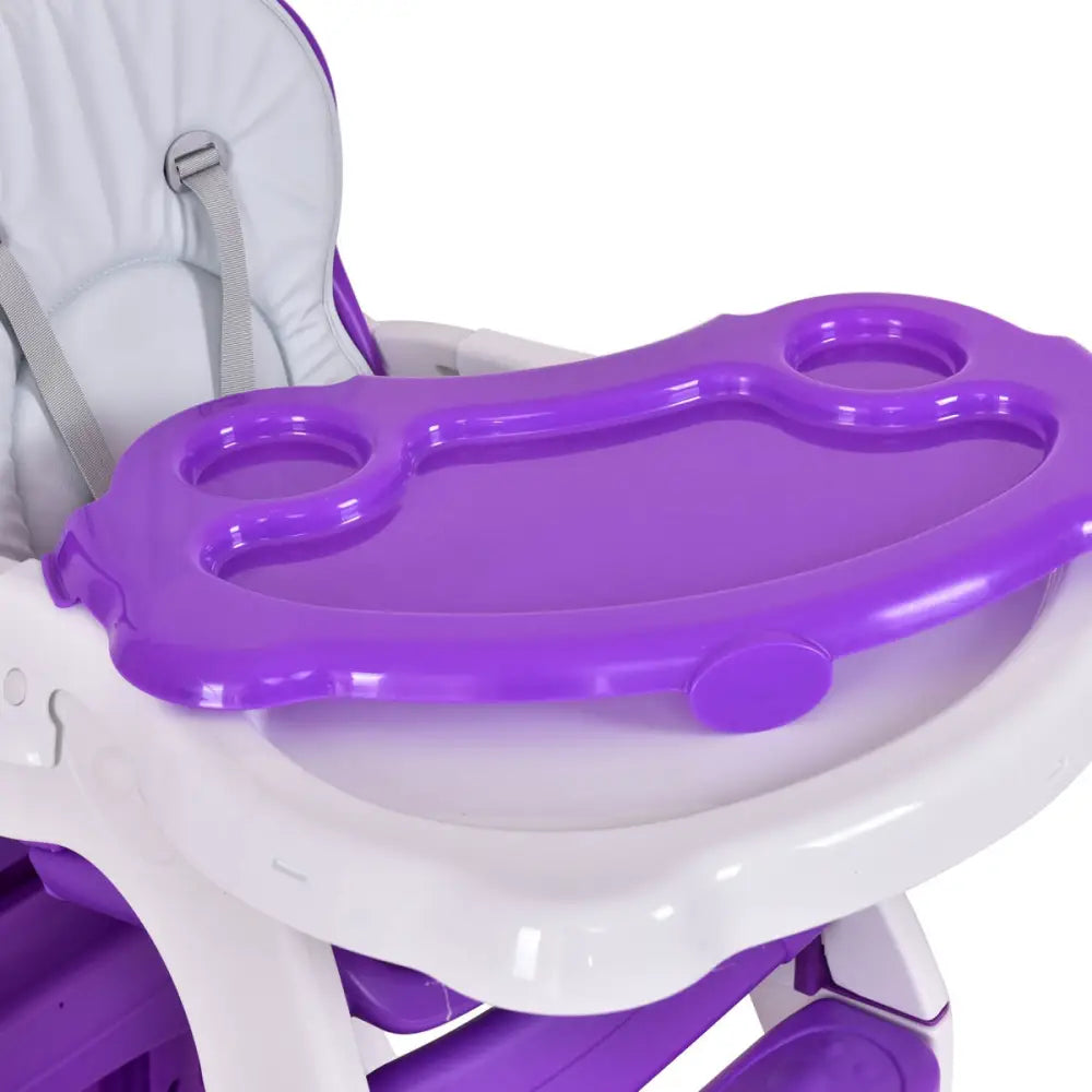 3 in 1 Convertible Play Table Seat Baby High Chair-Purple - Purple - High Chairs