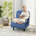 3-in-1 Convertible Sofa Bed with 5-Position Adjustable Backrest and Lumbar Pillow-Blue - Blue - Accent Chairs