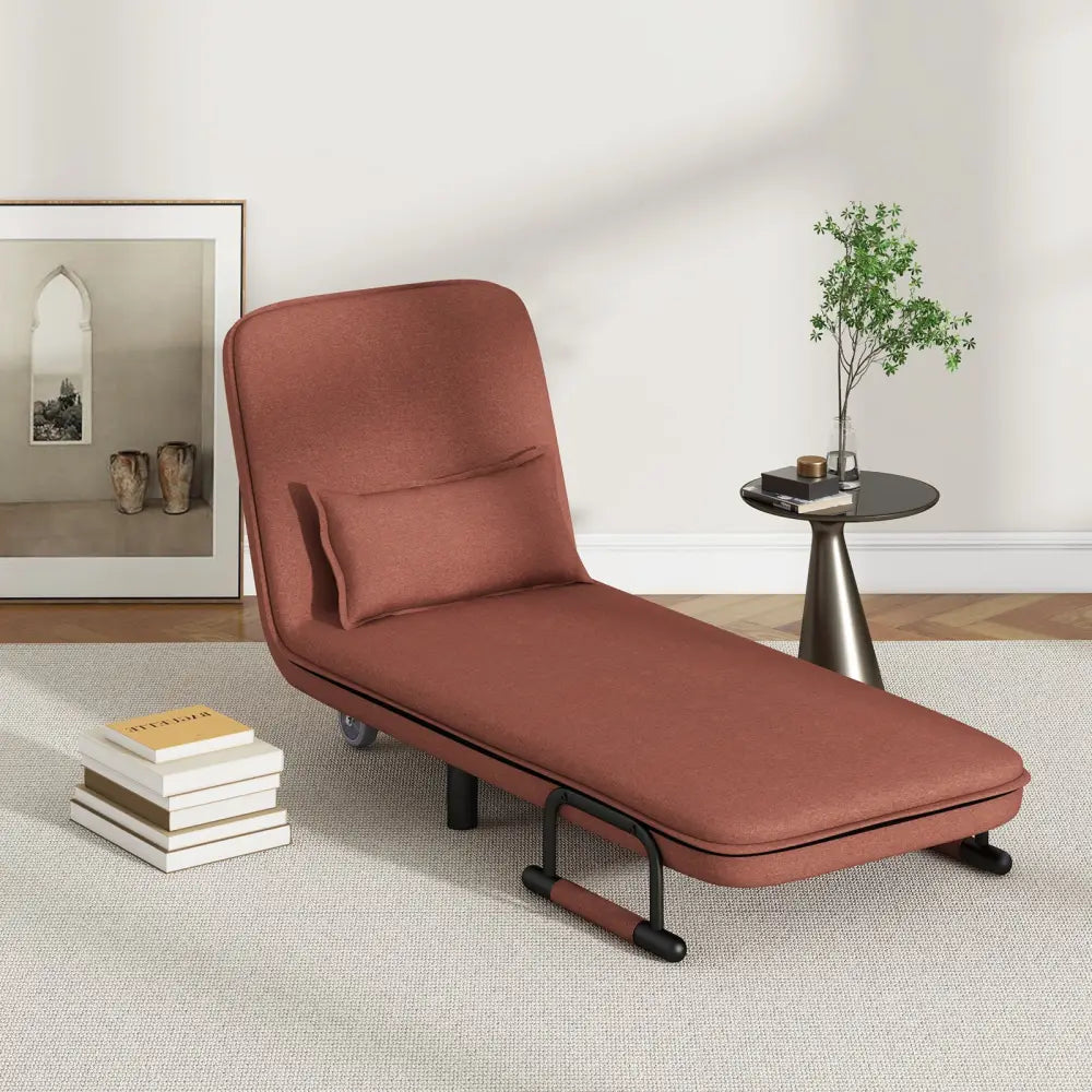 3-in-1 Convertible Sofa Bed with 5-Position Adjustable Backrest and Lumbar Pillow-Brown - Brown - Accent Chairs