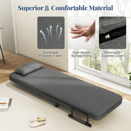 3-in-1 Convertible Sofa Bed with 5-Position Adjustable Backrest and Lumbar Pillow-Dark Gray Costway
