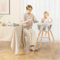 3-in-1 Convertible Wooden High Chair with Cushion-Beige - Beige - High Chairs