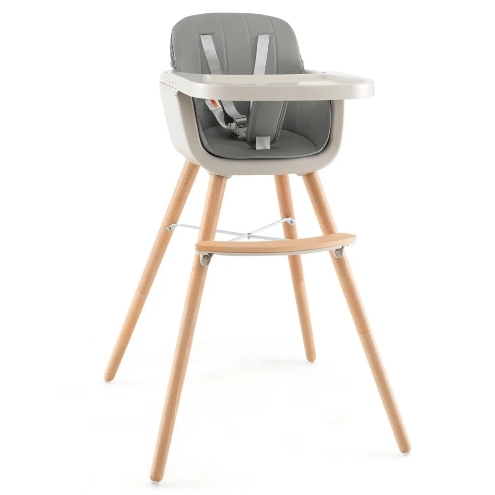 3-in-1 Convertible Wooden High Chair with Cushion-Gray - Gray - High Chairs