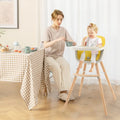 3-in-1 Convertible Wooden High Chair with Cushion-Yellow - Yellow - High Chairs