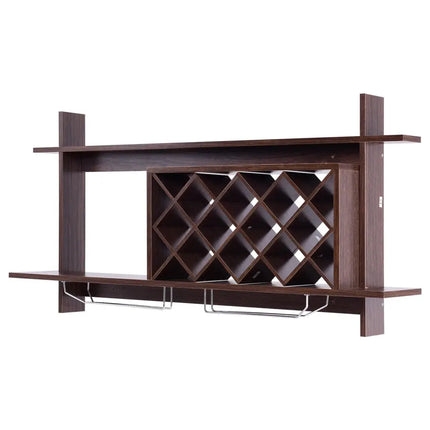 3-in-1 Dining Set: Windsor Chairs  Industrial Sideboard & Wall-Mount Wine Rack Combo Costway