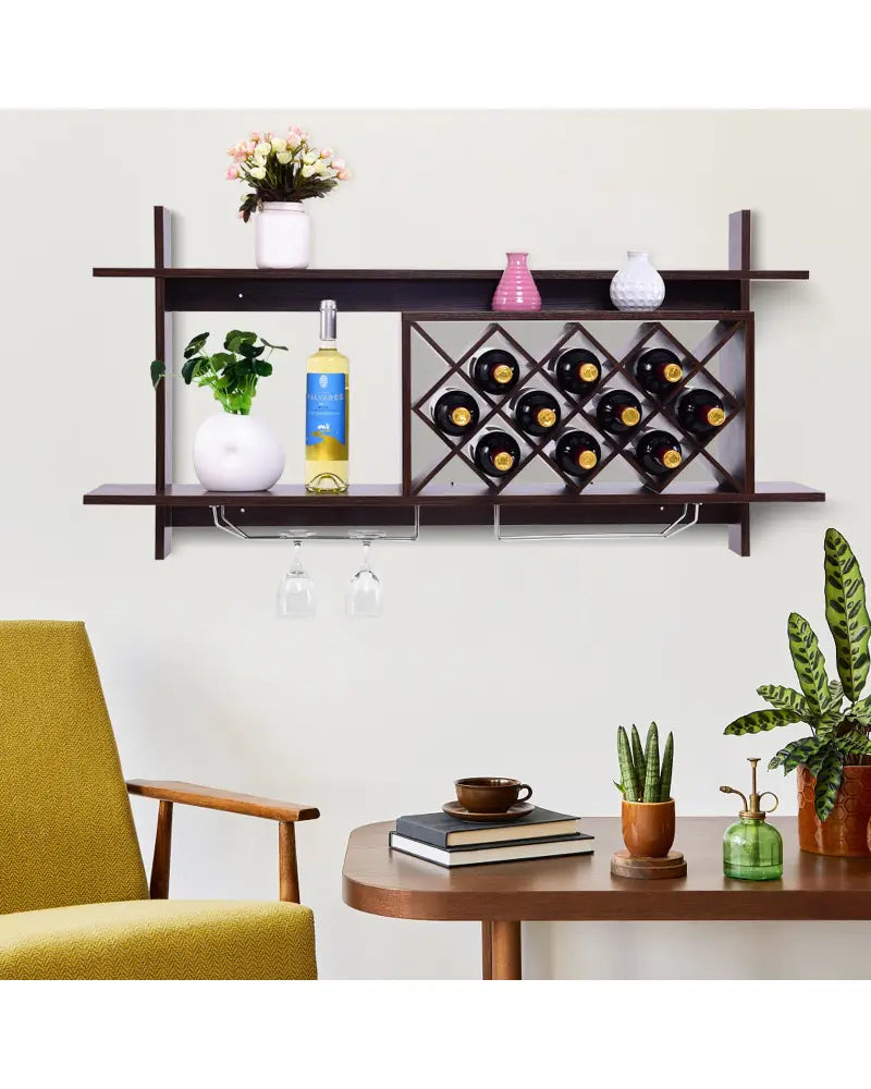3-in-1 Dining Set: Windsor Chairs Industrial Sideboard & Wall-Mount Wine Rack Combo - Dining Room Sets