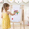 3-in-1 Double-sided Art Easel with Chalkboard and Magnetic Whiteboard-Natrual - Natural - Art Easels