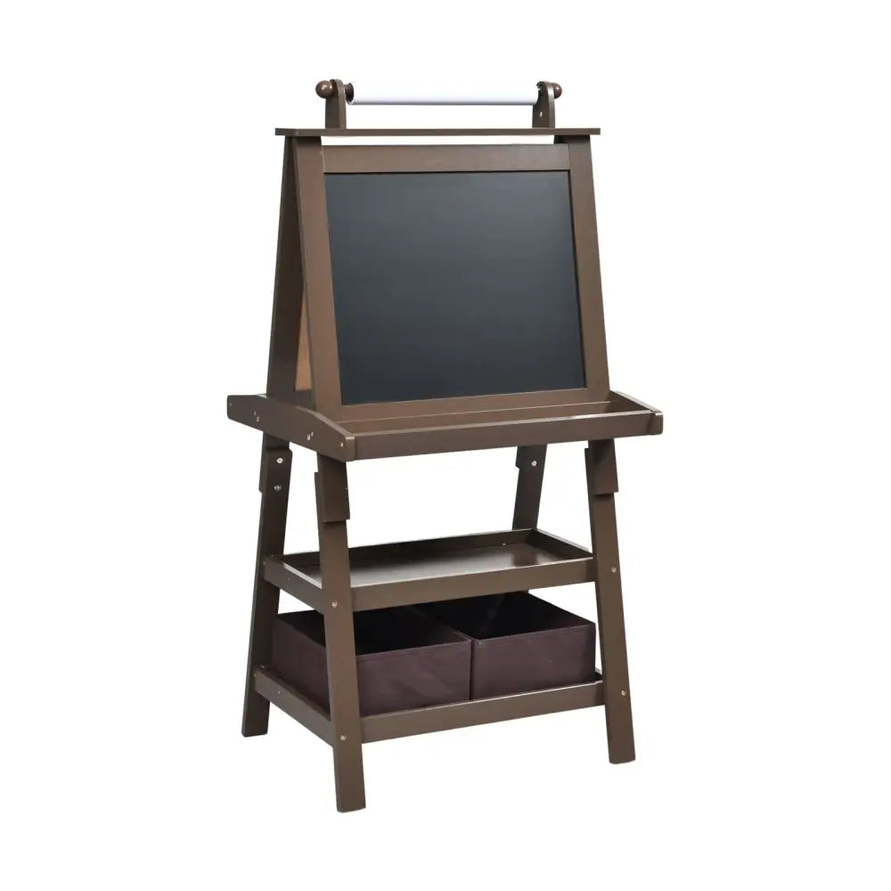 3 in 1 Double-Sided Storage Art Easel-Brown - Brown - Art Easels